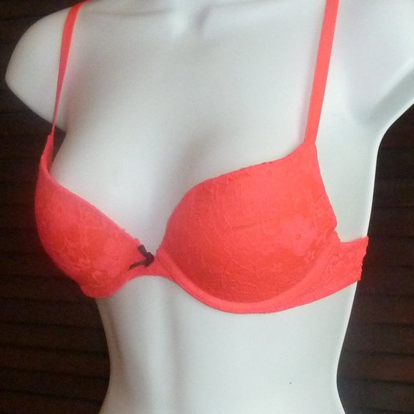 Xhilaration Neon Orange Push Up Bra, Lace, 32B - Picture 4 of 15